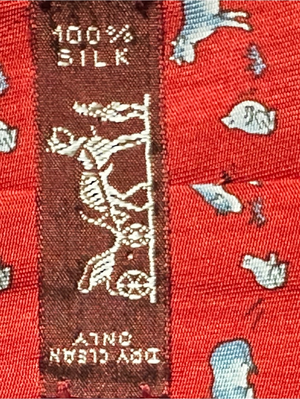 Hermès Paris Red Silk Tie Sheep Animal Novelty Print Made in France - Picture 5 of 9